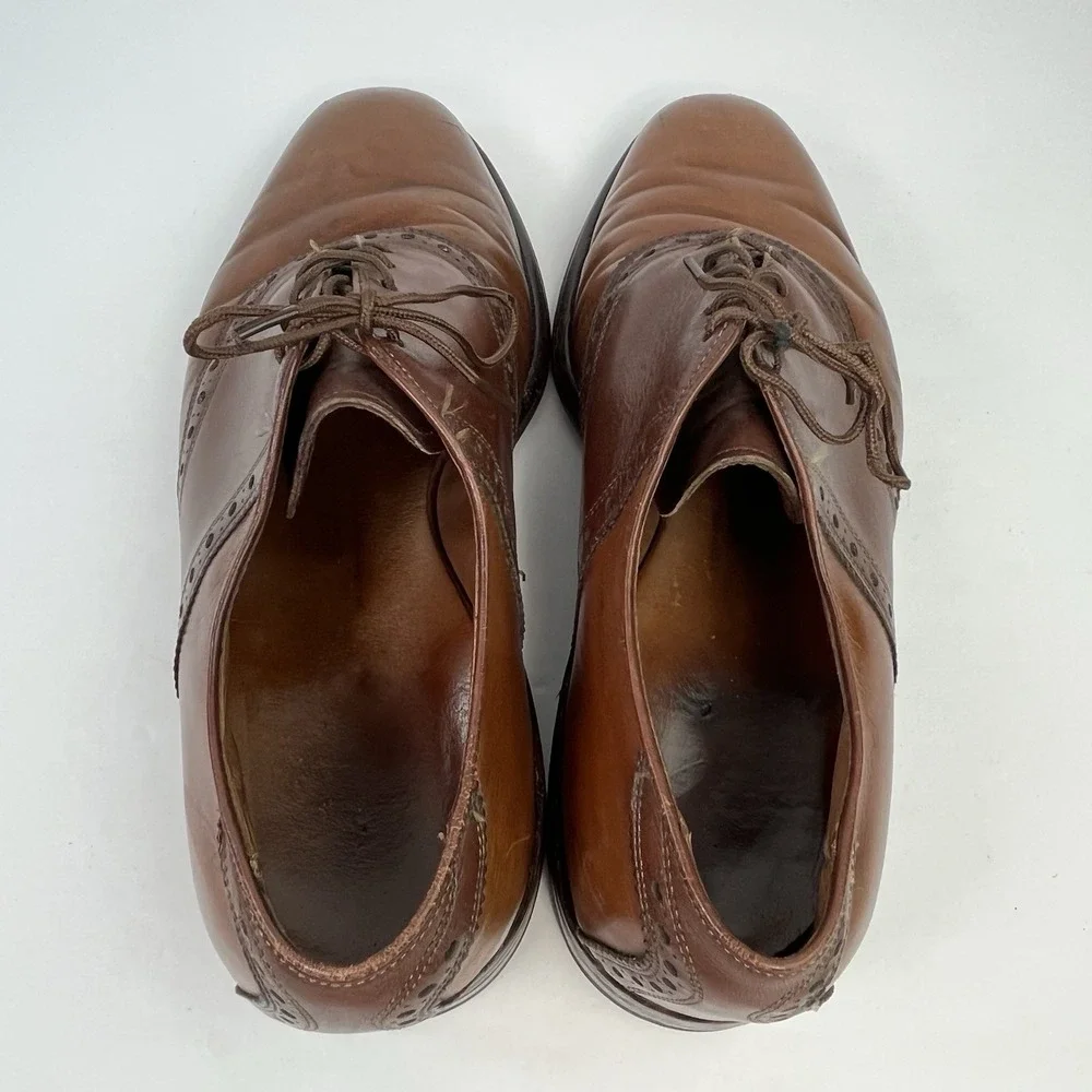 Vintage Allen Edmonds Polo Saddle Oxford Shoes Men Size 8D Brown Two Tone USA